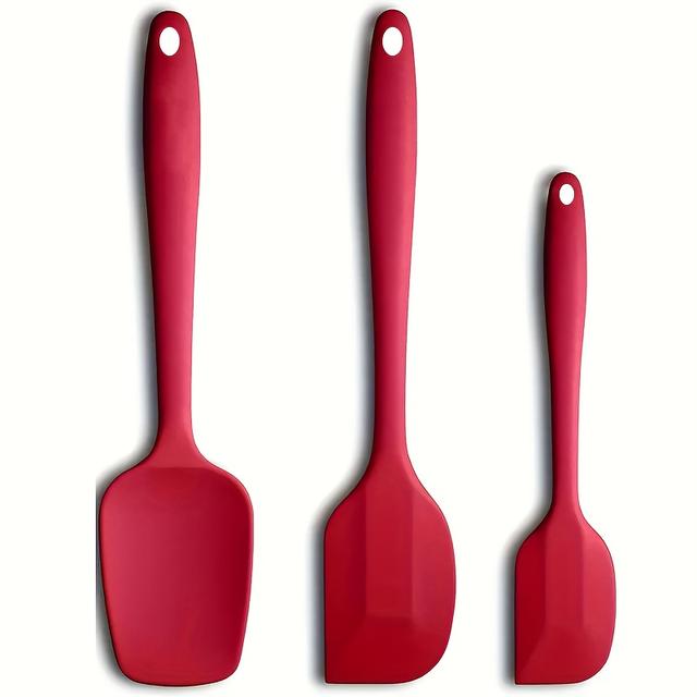 TEMU 3pcs Silicone Spatula Scrapers | Heat-resistant, Food-grade, Kitchen Tools For Mixing, , Folding, Stirring, Serving