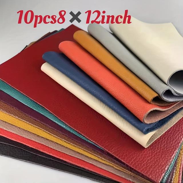 TEMU 10pcs Genuine Cowhide Leather Sheet For Crafts 0.8-1.5mm Thickness Pre-cut 7.87×11.81 Inch Piece, Assorted Colors-ideal For Leather Craft Projects