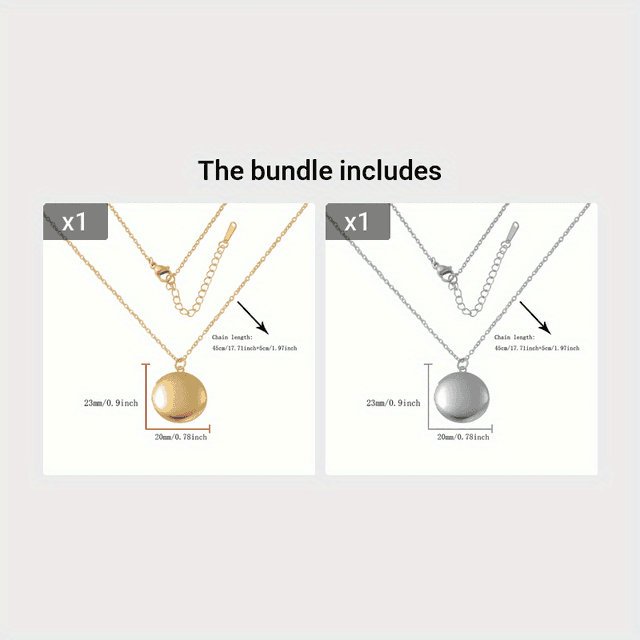 TEMU A Round Mirror Stainless Steel Photo Box Necklace For European And American Couples, Designed To Hold Photos In A Photo Box Pendant