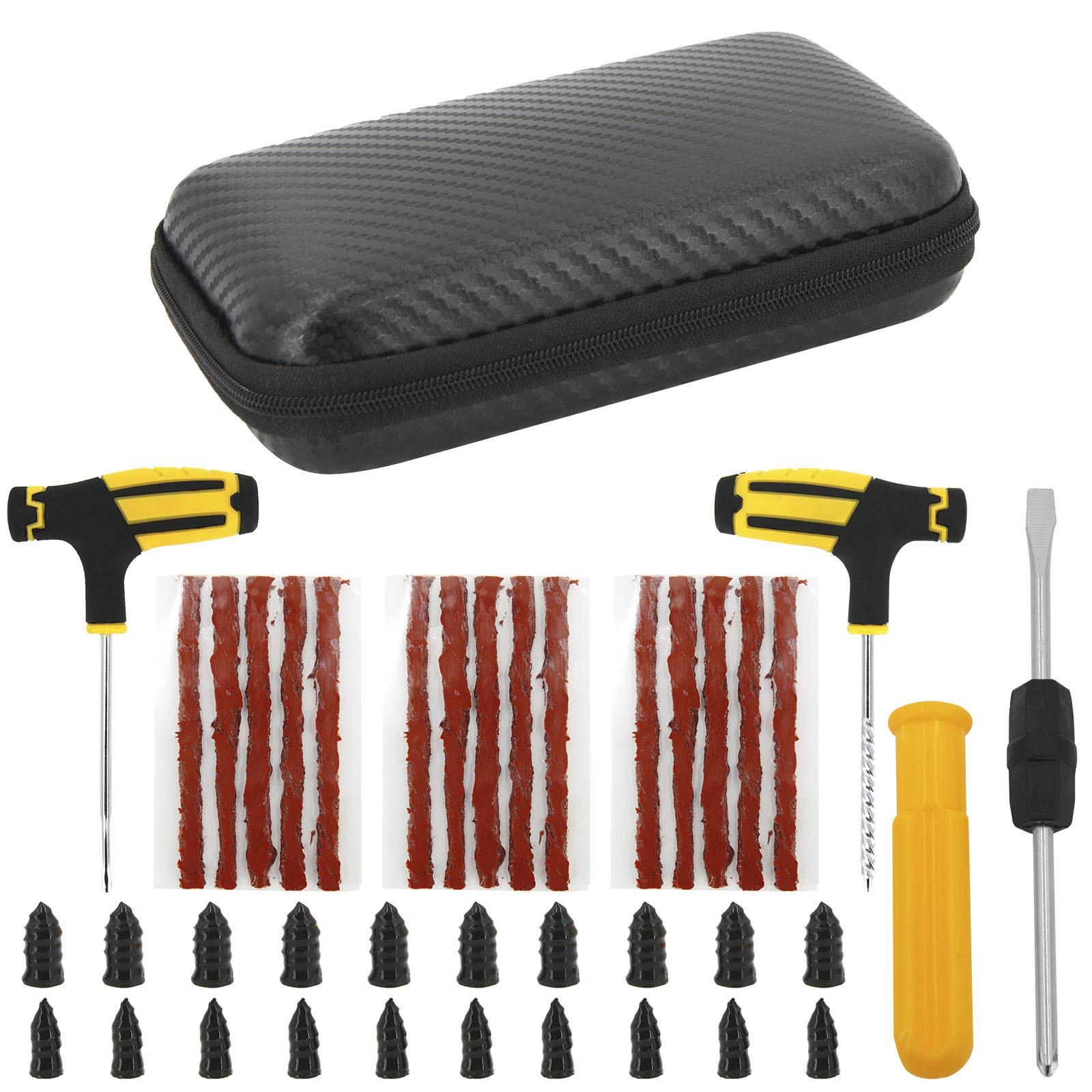 TEMU Universal Tubeless Tire Repair Set - Emergency Puncture Tools With Rubber T-plugs For And Motorcycles, Ideal For On-road Vacuum Sealing