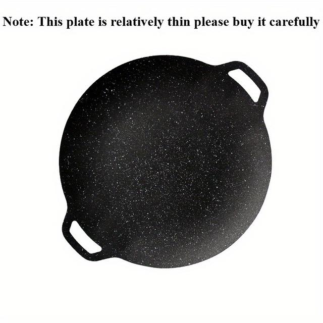 TEMU 1pc, Korean Bbq Grill, Round Grill, Cast Iron Barbecue Plate, Suitable For Indoor And Outdoor Use, Kitchen Supplies For Home