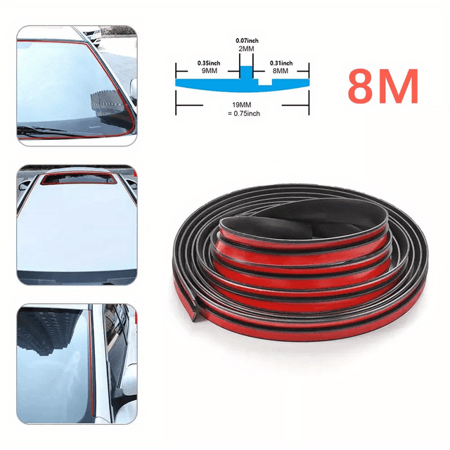 TEMU 8m/pcs T-type Car Door Seal Rubber Seal Self Adhesive Sealing Tape Automotive Door Window