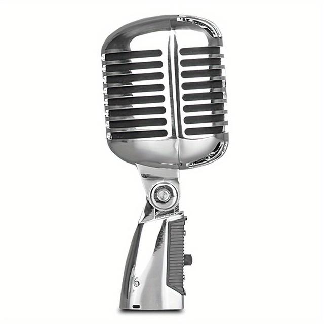 TEMU Vintage Metal Microphone For 55sh Classic Dynamic Vocal Mic Stand For Live Performance Karaoke