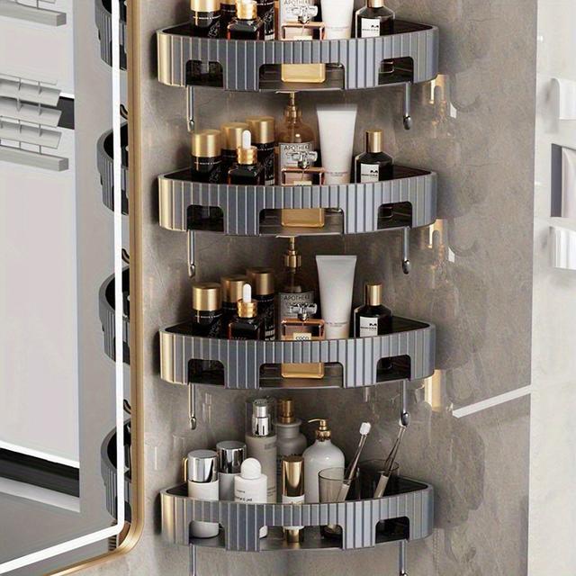 TEMU 2/ Eck-Duschregal, Klebebefestung ohne Bohren, Rostfreie Badezimmerablage mit großem Fassungsvermögen Haken für Shampoo, Conditioner & Duschgel – Unverzichtbar im Wohnheim