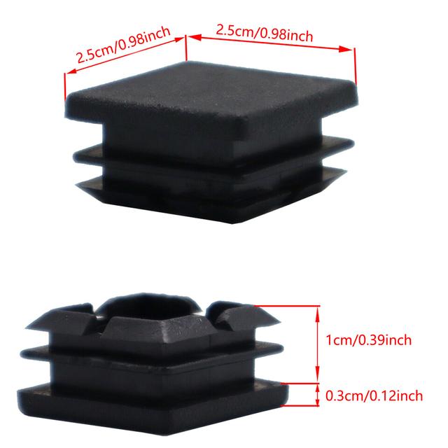 TEMU 40pcs Black Ribbed Plastic Tubing End Caps - Durable Inserts For Chairs, Desks, Tables & Beds
