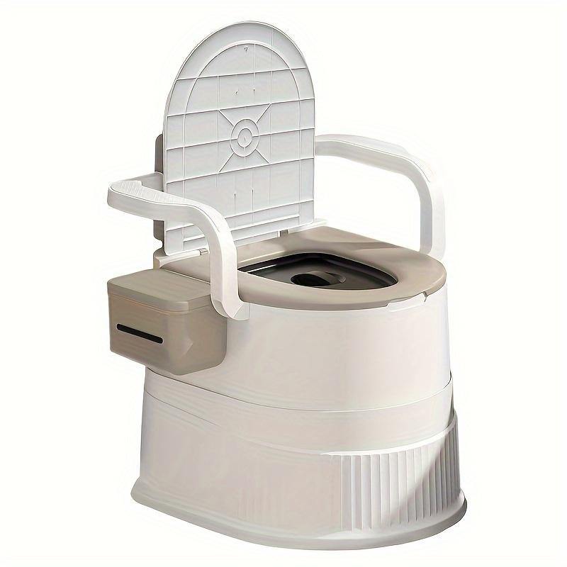 TEMU 1pc Portable Bedside Commode Toilet For - Plastic, Full-surround Non-slip, Armrests, Double Layer , Convenient For Shower And Bath