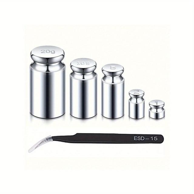TEMU 1/5pcs Calibration Weights, Scale Weight Set 1g 2g 5g 10g 20g 50g 100g, Small Weight For Digital Scale, Gram Scale Balance, Jewelry Scale (silvery)