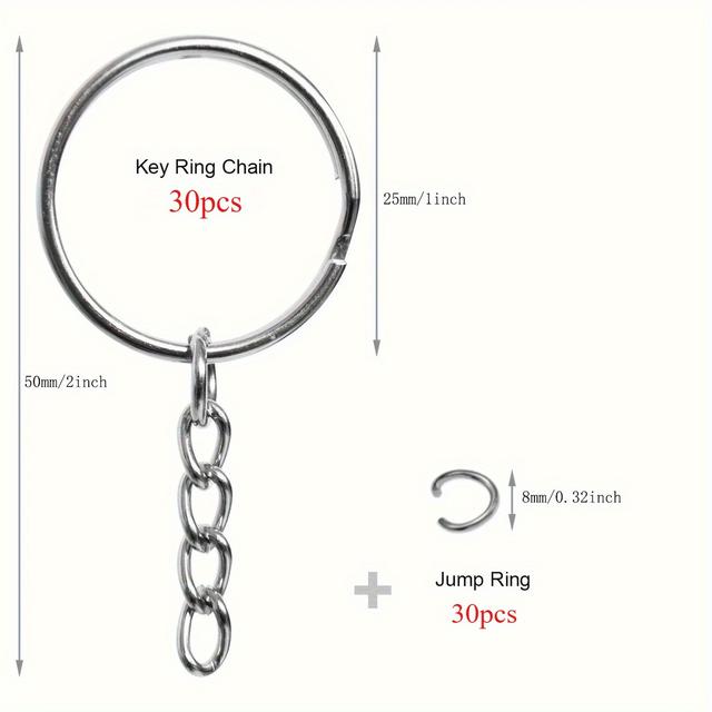 TEMU Bulk Iron Key Rings With Detachable Chains, Key Rings, And Open Jump Rings | Ideal For Keychains, Business Supplies, And Accessories