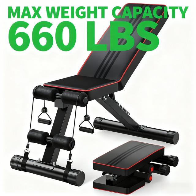 TEMU Multifunktionale verstellbare Hantelbank – 300 kg Tragkraft, 16-stufig verstellbar, klappbare für Heimfitness für Hanteldrücken, Bauchmuskeltraining & Ganzkörpertraining