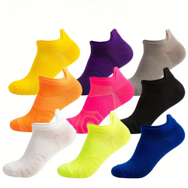 TEMU 9 Pairs Mixed Colors Professional Outdoor Sports Socks For - Thin, Short, Breathable Summer Socks -dry, High Elasticity - Polyester Blend, Machine Washable, Knit