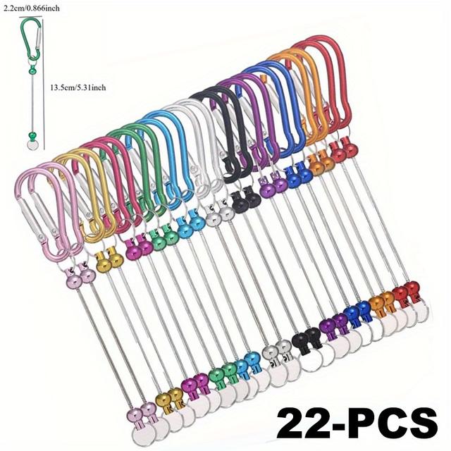 TEMU 22pcs Colorful Stainless Beadable Keychain Hooks, D Shape Carcbiner Clasps Set, Bars Bulk For Beads, Blank Diy Beaded Keychain Pendant- Ideal For Handmade Party Gift - Jewelry Making Supplies Set