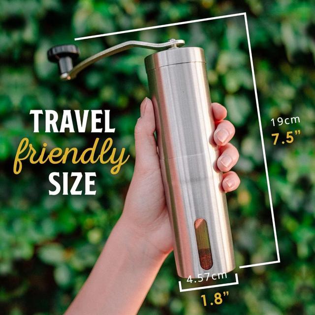 TEMU Hand-operated Stainless Steel - 18 Grind Levels, Compact Conical Burr Grinder Ideal For Camping, Travel, And Espresso - Features A Manual Crank.