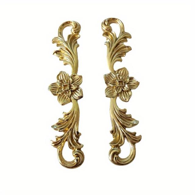TEMU 2pcs Cabinet Handles - Ornate Branch & With Polished Golden Finish, Durable Drawer Pulls For Wardrobes, Dressers, Cabinets (modern & Traditional Decor), Handles For Cabinets, Decor, Classic