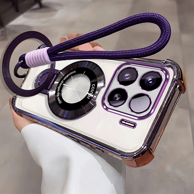 TEMU Funda para Teléfono: Funda para Xiaomi 15T 15T Pro con Correa de Muñeca, Lanyard, Soporte Plegable, Transparente, Antigolpes y