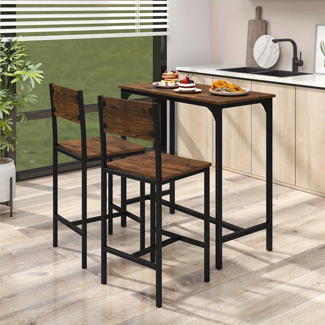 TEMU Goflame Dining Table Chairs, 3pcs Metal Frame Kitchen Counter Furniture And 2 Chairs, Home Office Living Room Table Set