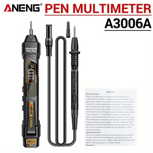 TEMU Aneng A3006a Multimeter Voltage Tester 4000 Counter Multimeter Ncv Diode Test Ohm Capacitor Neutral And Live Wire Instrument Tool Without Battery