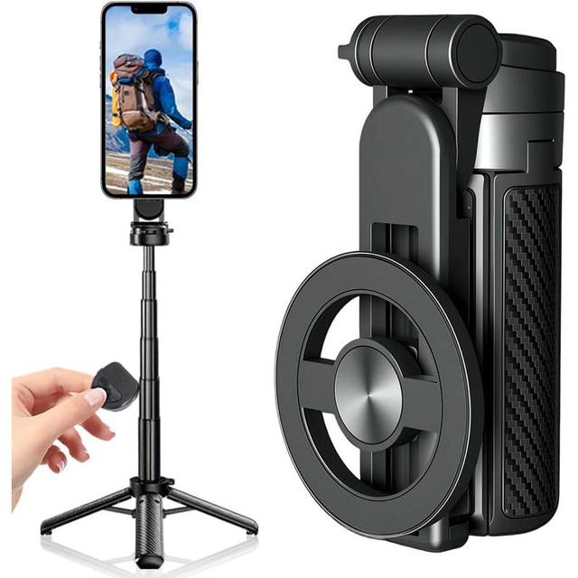 TEMU Ifufubot 4-in-1 Magnetic Selfie Stick Tripod With Remote & Extendable Pole, Magnetic Phone Mount Suitable For Travel Vlog, Portable Phone Tripod For Smartphones, Tablets, Action Cameras