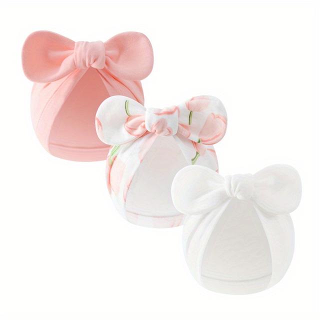 TEMU 3er-Pack Neugeborene Reine Kapuzenmützen Frühling Sommer Herbst Unisex Baby Beanie Headwrap Säugling Indische Mütze Weiche Bedruckte Kindermütze 0-12 Monate 17 * 17Cm