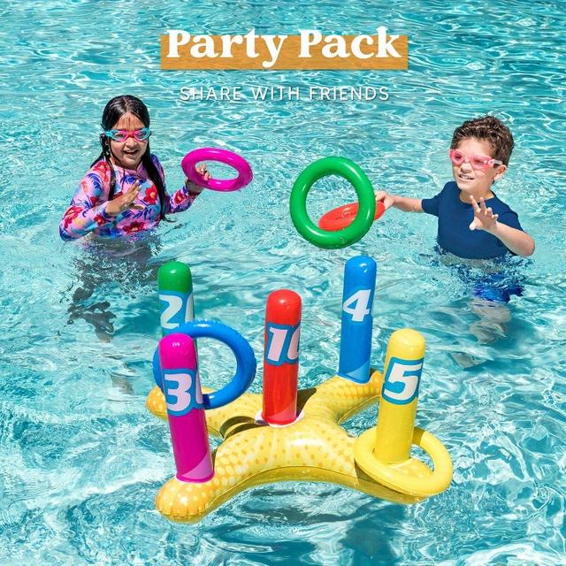 TEMU 2 Sets Inflatable Pool Toss Game Combo Set Includes Ring Toss & Corn-toss Game Floating Swimming Pool Party Games & Activities For Kids Adults Summer Party Fun