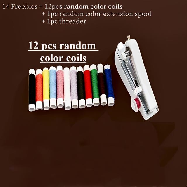 TEMU 12 Colors Of Random Sewing Threads / 1 Set Of Portable Mini Sewing Machine, Easy To Sew , Home Portable Tailor, White - 1pc, Small Sewing Kit