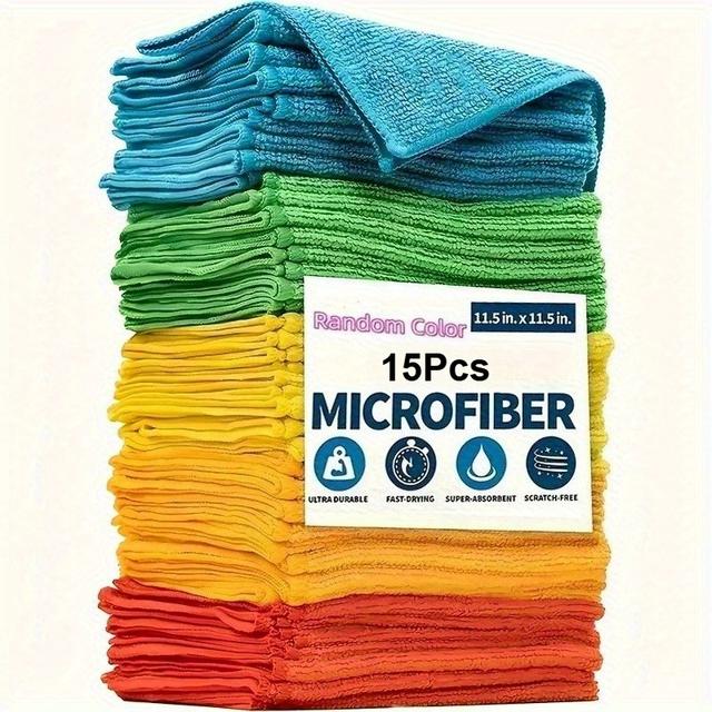 TEMU 15 ks Utěrek z mikrovlákna | Odolné a savé, ideální do kuchyně, obývacího pokoje, ložnice, koupelny a na odstraňování skvrn z nábytku
