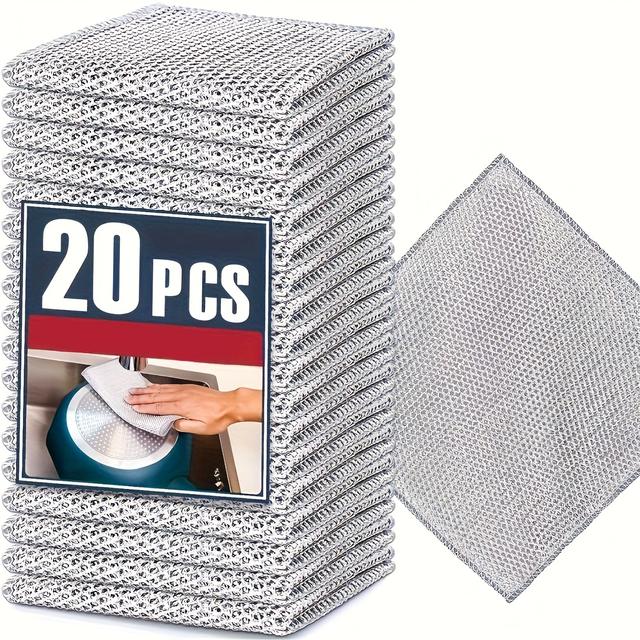 TEMU 20 Multifunctional Wire Cleaning Cloths, Double-sided Cleaning Pads, Reusable Rust Brushes, Wet And Dry Use Scratch-free Cleaning Pads - Perfect Gifts For Halloween And Christmas