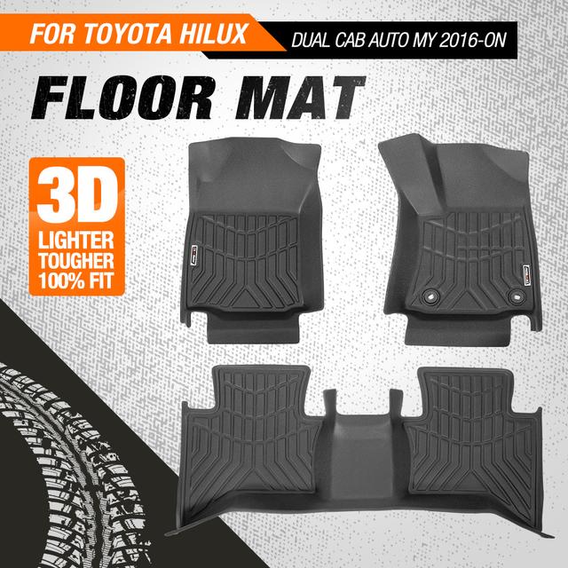 TEMU 3d Tpe Car Floor Mats Liner Fit For Hilux Dual Cab Auto 2016-on - Durable Nylon, Non-slip, , Protection, Vehicles, Vehicle Interior Upgrade, Modern Vehicle Accessory, Highquality Material