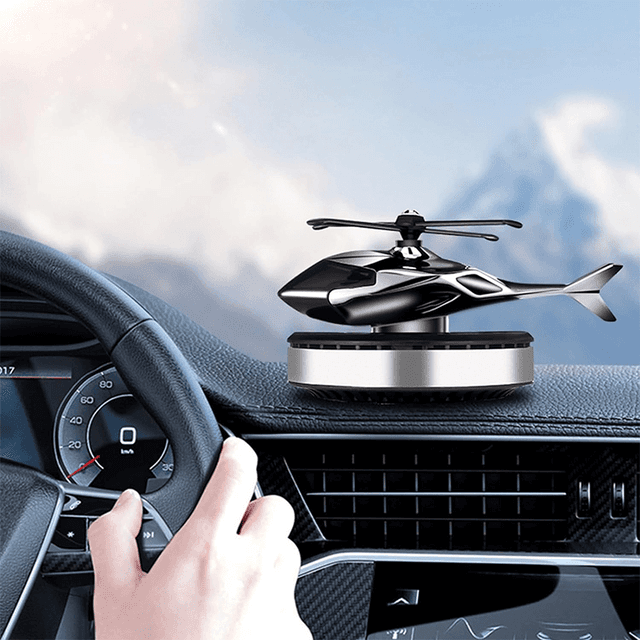 TEMU Solar Helicopter Car Ornament - High-end Rotating Design, Car Aromatherapy Ornament, Long-lasting Fragrance, Elegant Aviation Theme Decoration, Stylish Airplane Silhouette For Car Interior