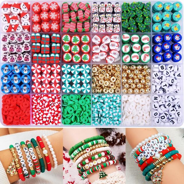 TEMU A Kit Containing 1480pcs Of Christmas-themed Polymer Clay Beads And Charms For Friendship Bracelets, Necklaces, And Earrings, Perfect For Arts And Crafts Gifts For Women And