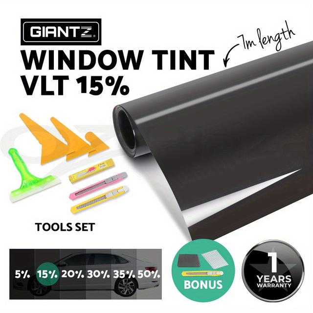 TEMU Giantz Window Tint 15% Vlt 76cm X 7m Film Black Roll Tinting Tools Kit