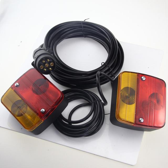 TEMU 1 Drag 2 Two-color Trailer Light Kit, 7-pin Wire Harness Kit For Truck Side Light Strips, Red And Yellow Lampshades, 12v High-brightness Trailer Lights, For Trailers, Trucks, Vehicles