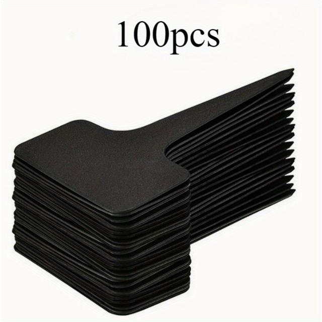 TEMU 100pcs T-shaped Plant Labels - Durable Plastic, Black & White, Ideal For Nursery & Garden Use, Garden Plant Labels | Tshaped Labels | Durable Plastic Labels, Plant Labels For Garden