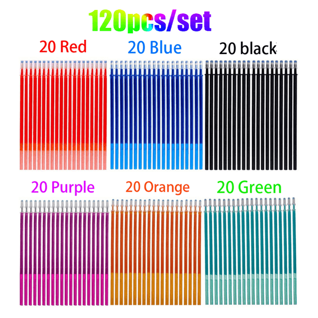 TEMU 120pcs/set Brand High-quality 6-color Erasable Refill Set 0.5mm Washable Handle Magic Erasable Gel Refill, Very Suitable For Teachers Gifts, Back To School, School Supplies