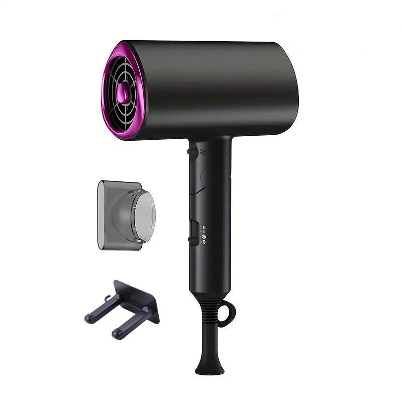 TEMU 新型1800W高速乾燥ネガティブイオンヘアドライヤー。軽量折りたたみデザイン、スマート定温技術、レーター/ディフューザーノズル付き。3段階風量調整&冷風/温風搭載のポータイヤー