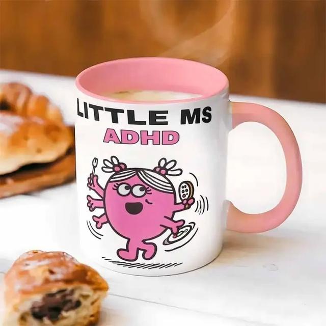 TEMU 1pc Little Ceramic Mug - 11oz Pink Cup With Fun Cartoon Design Reusable And Hand Wash Only Little And Coffee Mug