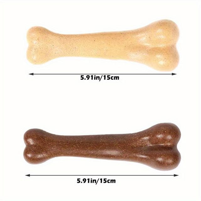 TEMU 2pcs Pet Artificial Bone Chew Toy, Yellow + Brown Bone Molar Toy, Dog Toy, Suitable For Large, Medium And Dogs