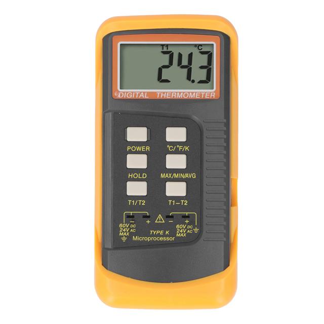 TEMU High-precision -type Thermometer With Dual Probes - Measures Temperature From -50.0°c To 1370.0°c, Dc60v/ac24v Thermocouple , Lcd Display, For Industrial Use, Includes 6f22 Battery (not Included)