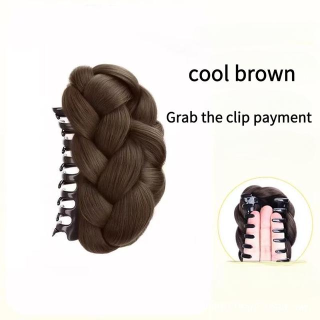 TEMU Peluca de pelo corto con pinzas de volumen instantáneo para mujer - Fibra sintética resistente al calor, moño trenzado/cola de , textura corporal adecuada para uso diario, fiestas, vacaciones