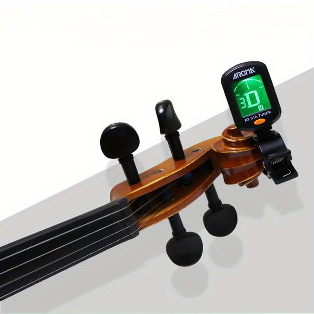 TEMU Gitarren- & Geigenstimmgerät mit 360° drehbarem Metall-Innenwelle, 12-Ton-Bass-Equalizer, schwarzer ABS-Körper, batteriebetrieben für alle Musikinstrumente, Gitarrenstimmgerät