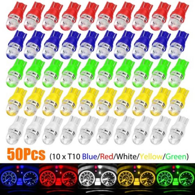 TEMU 50 Piezas Bombilla LED T10 194 para Panel de Instrumentos, Cluster de Medidores, Luz de Tablero 168 2825 US