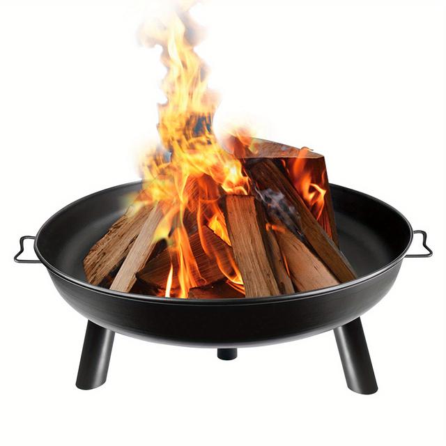 TEMU Metal Outdoor Fire Pits With Handles And Removable Feet Multifunctional Fire Basket Round Fire Bowl For Outdoor Bbq Camping Patio Campfire Party (80cm)