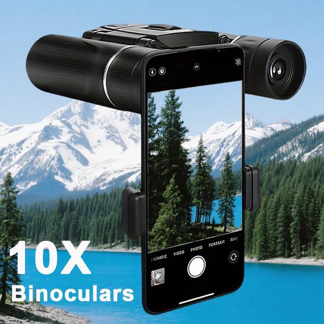 TEMU Binoculares de potencia 10X25 con soporte para smartphone – Ligeros, y fáciles de usar para observación de aves, eventos deportivos y fotografía – Regalo perfecto para entusiastas de la