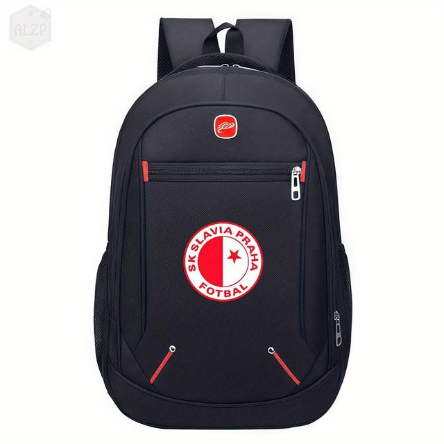 TEMU Praha Backpack Official Merchandise - Durable Oxford Fabric Casual Daypack For , Lightweight Backpack With Laptop Compartment, Stylish Sporty Gear Gift For Praha Supporters