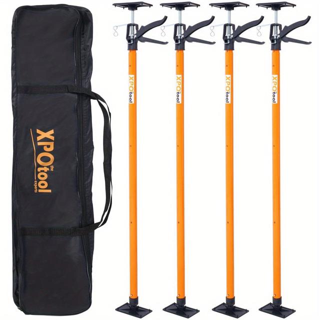 TEMU 4 Pack Adjustable Support Pole, Steel 3rd Hand Support System, Support Rod For Jacks Cargo Bars Drywalls, Cabinet Jacks For Installing Cabinets, Extends From 45 To 114 Inch, With Carry Bag