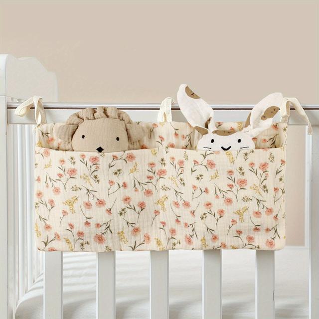 TEMU Bedside Toy Organizer Bag With Dual Pockets For Storing Bottles, Small Toys, Phones, And Other Small Items, Stroller Storage Bag