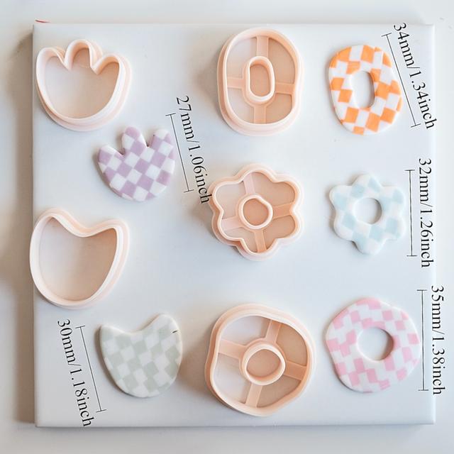 TEMU 5pcs/Set Coupe- Créatif en de Donut Irrégulier et de Fleur pour Poterie Souple, Moule à Boucles d'Oreilles DIY, Moule à Coupe d' pour Bijoux, Outil de Coupe à