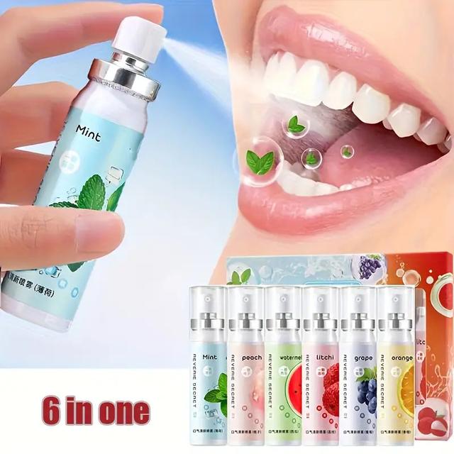 TEMU Set Of 6 Sprays, 20ml Each, Easy To Carry--durable Freshness Spray, Cleansing, Mild And Non-irritating, Alcohol-free Travel Mints