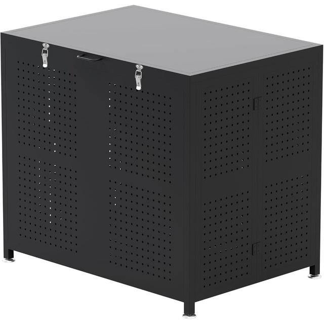 TEMU 蓋付き折りたたみ式収納ボックス210L - 多目的ゴミ箱、風防散布防止、簡単組立、錆びにくい、頑丈な金属廃棄物の分別＆整理に