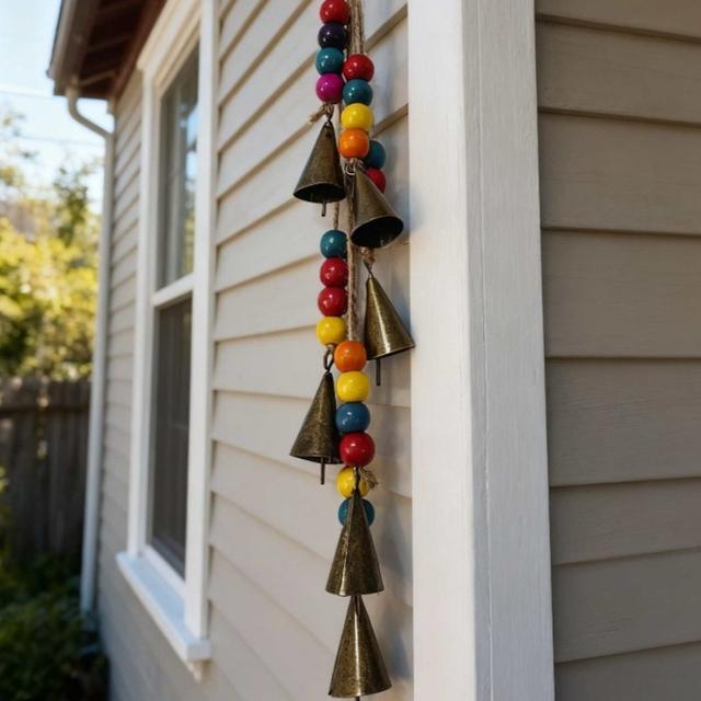 TEMU Kolorowe drewniane koraliki, vintage dzwonek krów, świąteczne dzwoneczki, dzwonek świąteczny i dzwonek do sanek