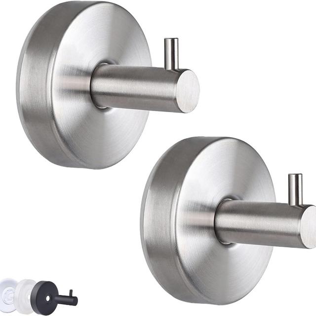 TEMU Set aus 2 Edelstahl-Saugnapf-Haken, kein Bohren erforderlich, schadensfreie Handtuchhaken für Küche und Badezimmer, wandmontierte Vakuum-Saugnapf-Haken zum Aufhängen von Kleidung.